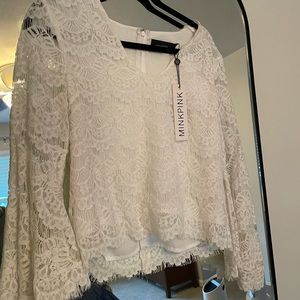 MINKPINK - Brand New - lace top, bell sleeves, white.